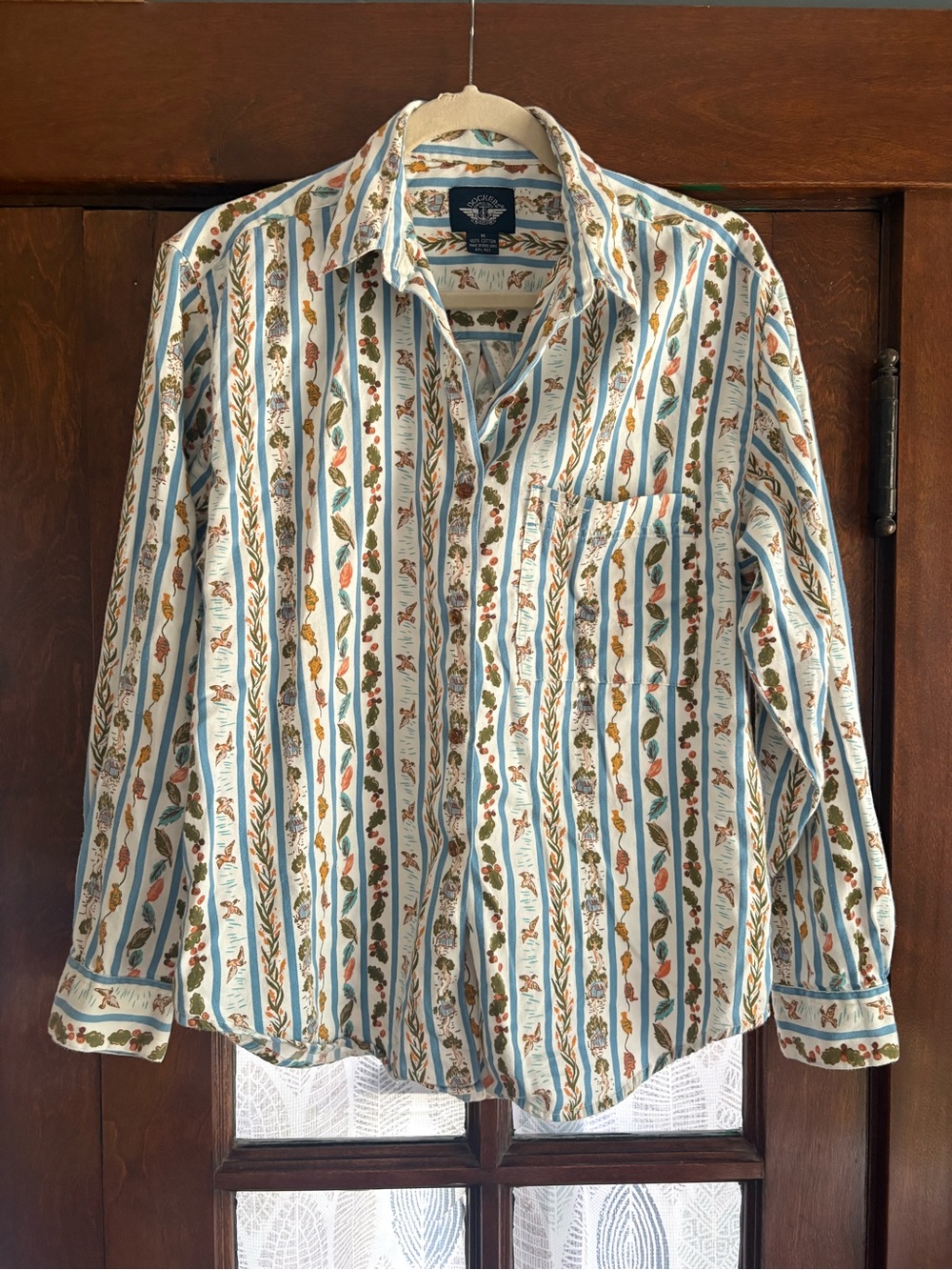 VTG 80s 90s Nature Cabin Duck Novelty Print Cotton Dockers Button-down Shirt M